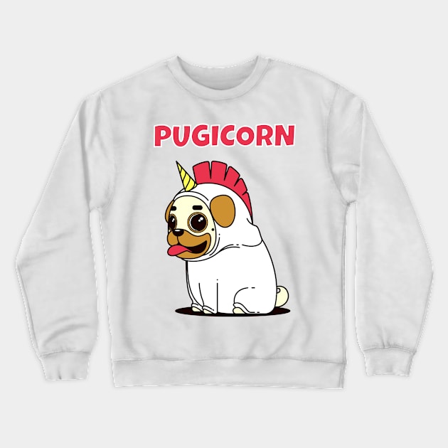 Pugicorn Cute Pug Dog Unicorn Crewneck Sweatshirt by jutulen